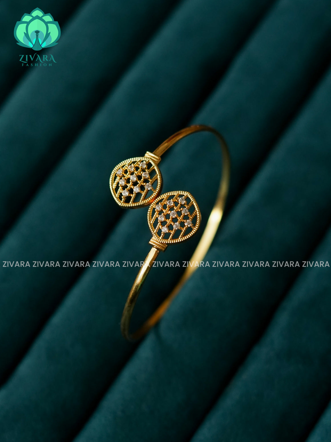 ZYRA - 1 piece white stone matte finish free size open type KADA - Premium quality daily use KADA - Zivara fashion