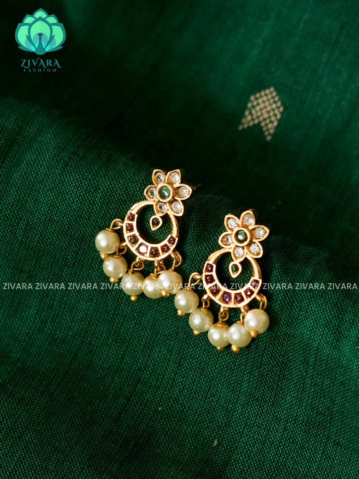 FLOWER CHAND MOTIF STUD - latest jewellery collection- zivara fashion