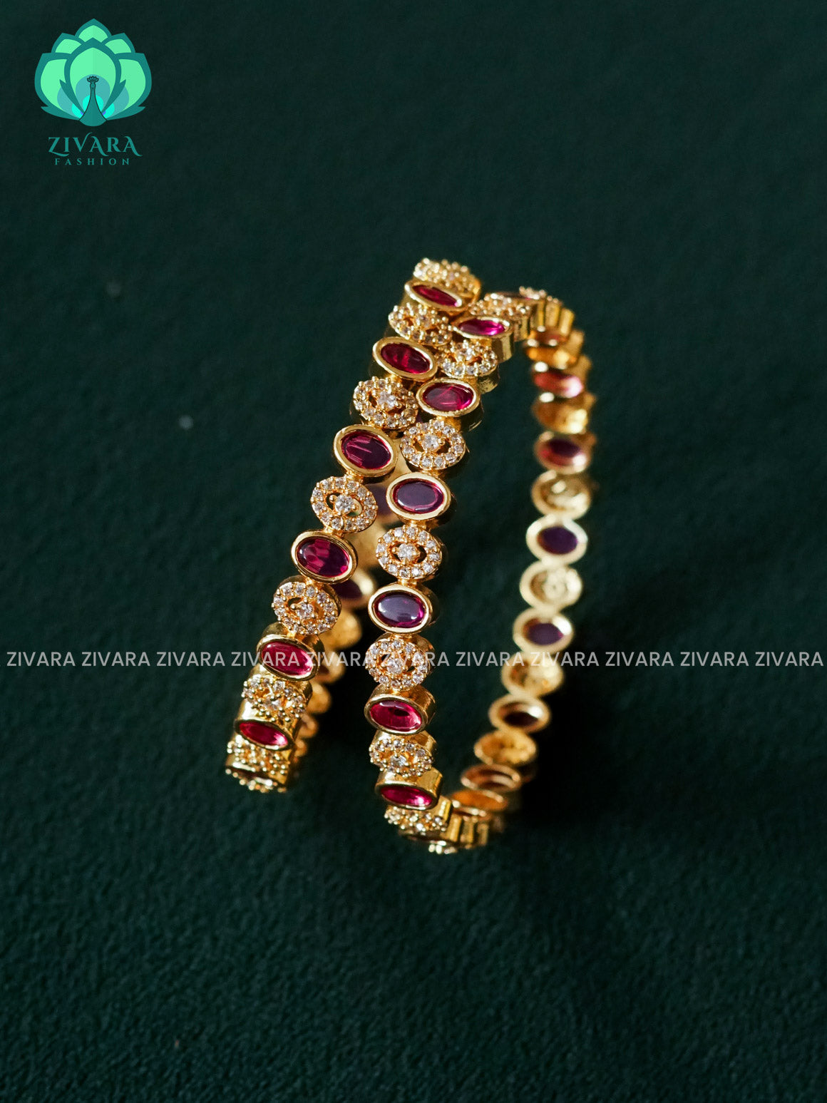 2 piece ruby white premium finish bangles -latest jewellery collection - ZIVARA FASHION
