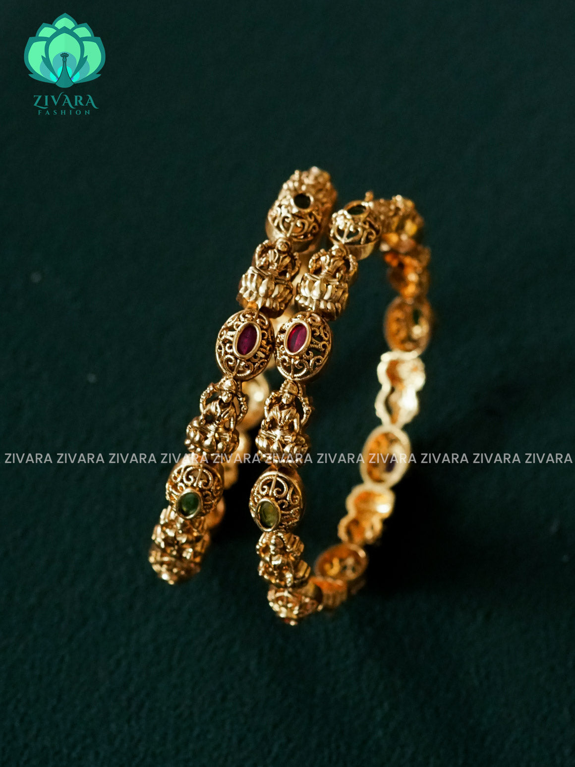 2 piece temple premium finish bangles -latest jewellery collection - ZIVARA FASHION