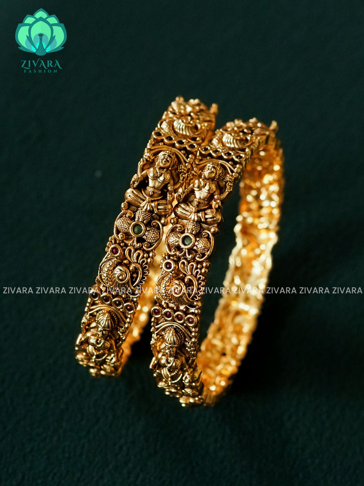 2 piece temple premium finish bangles -latest jewellery collection - ZIVARA FASHION