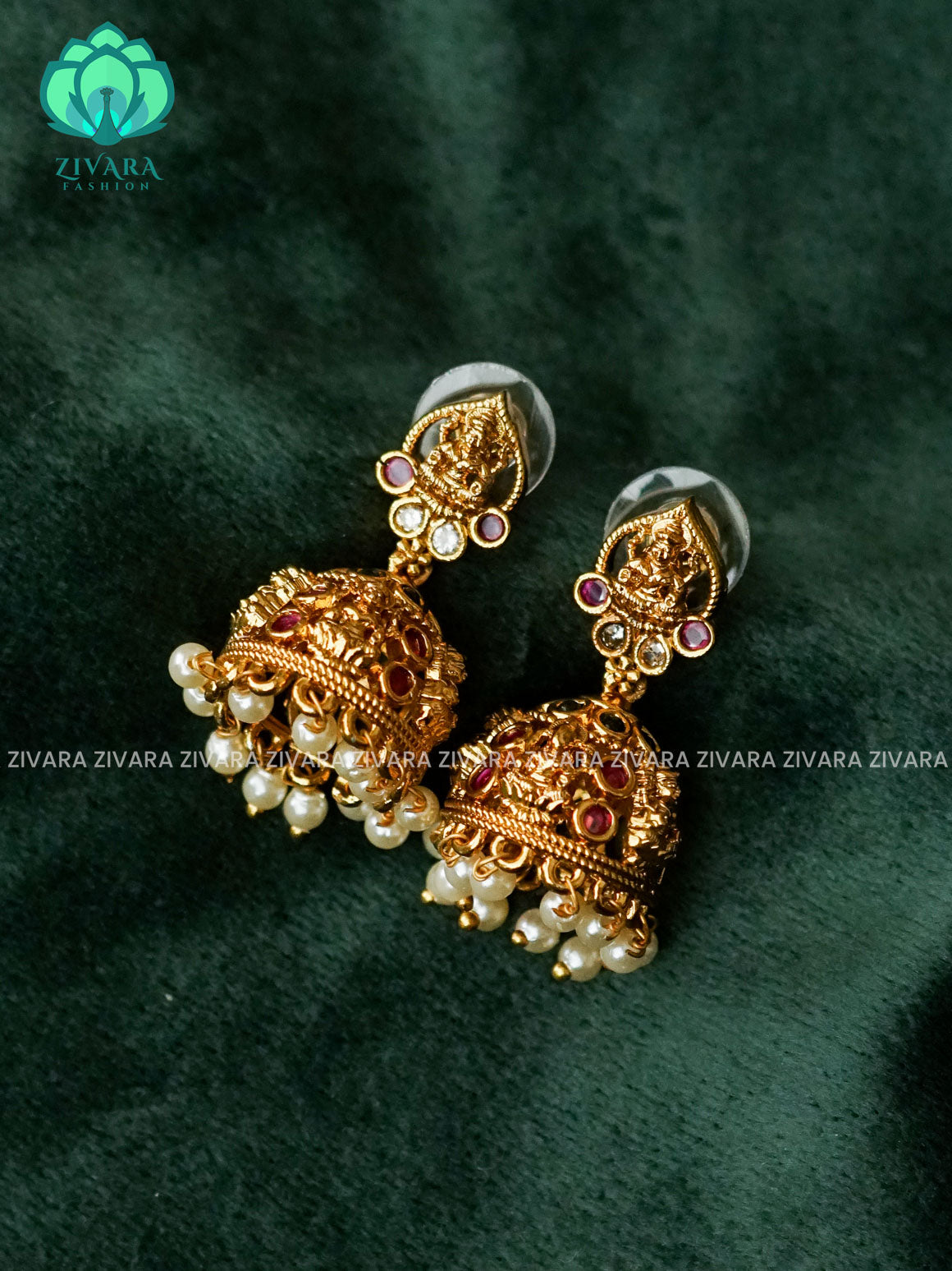 TEMPLE  MEDIUM SIZE  JHUMKA - TRADITIONAL PREMIUM MATTE  polish JHUMKA- latest jewellery collection- zivara fashion