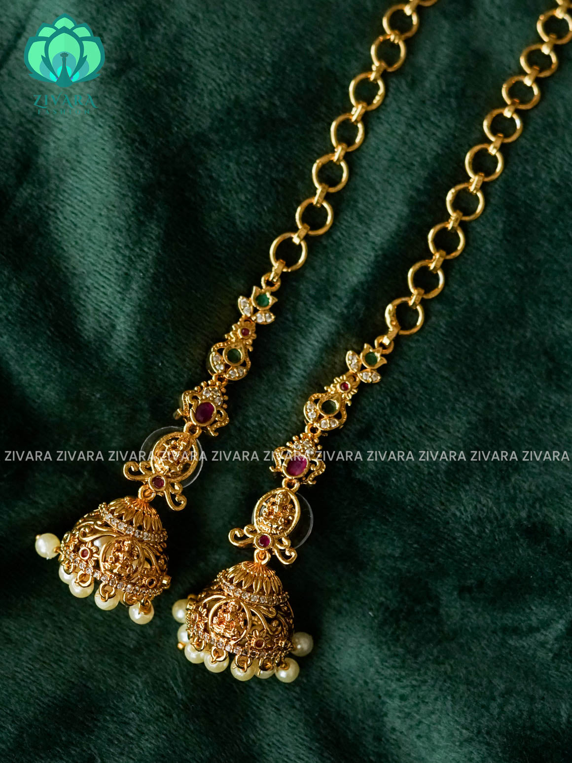 TEMPLE JHUMKA WITH MAATAL - latest trending collection - ZIVARA FASHION