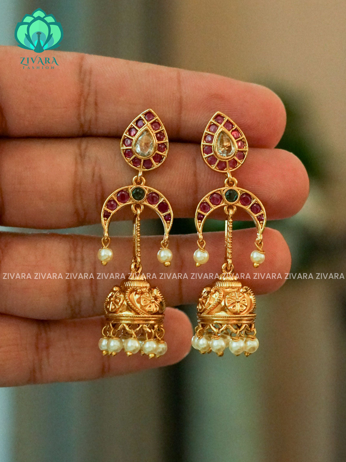 Moon  - TRADITIONAL MATTE  polish JHUMKA- latest jewellery collection- zivara fashion