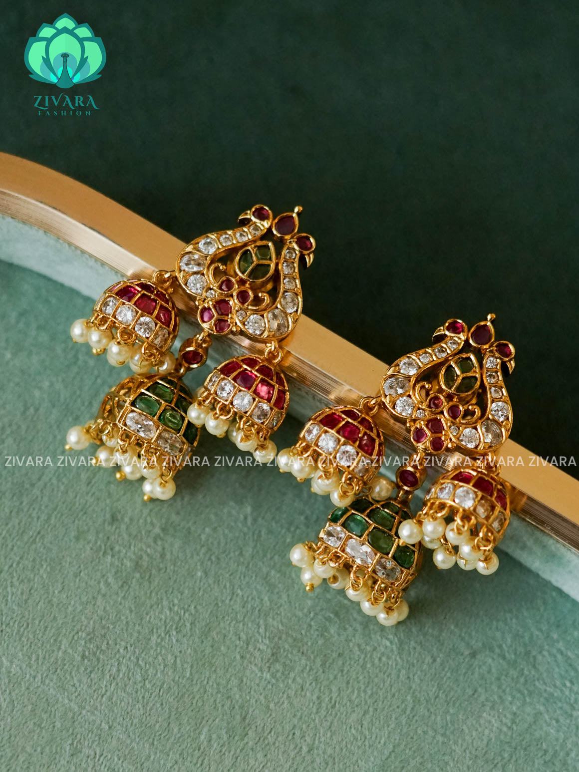 Triple  JHUMKAS - TRADITIONAL PREMIUM MATTE  polish JHUMKA- latest jewellery collection- zivara fashion