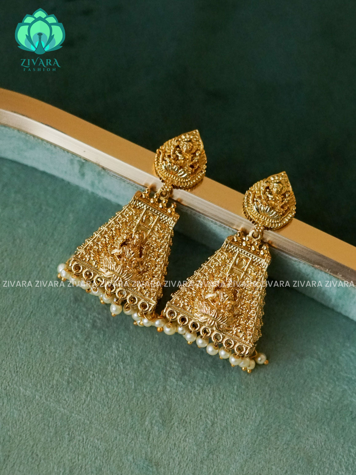 DIYA- GOPURAM JHUMKAS - TRADITIONAL PREMIUM MATTE  polish JHUMKA- latest jewellery collection- zivara fashion