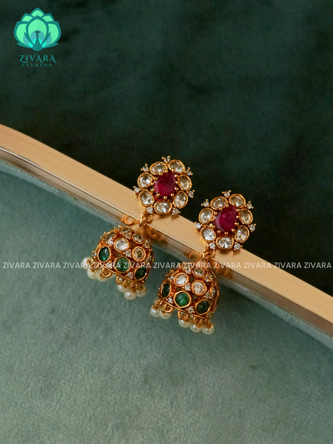 LOTUS MOTIF MEDIUM SIZE Hotselling jhumka - latest trending collection - zivara fashion