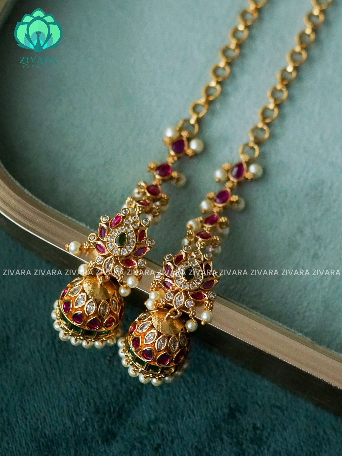 Lotus real kemp jhumka with maatal - latest jewellery collection- zivara fashion