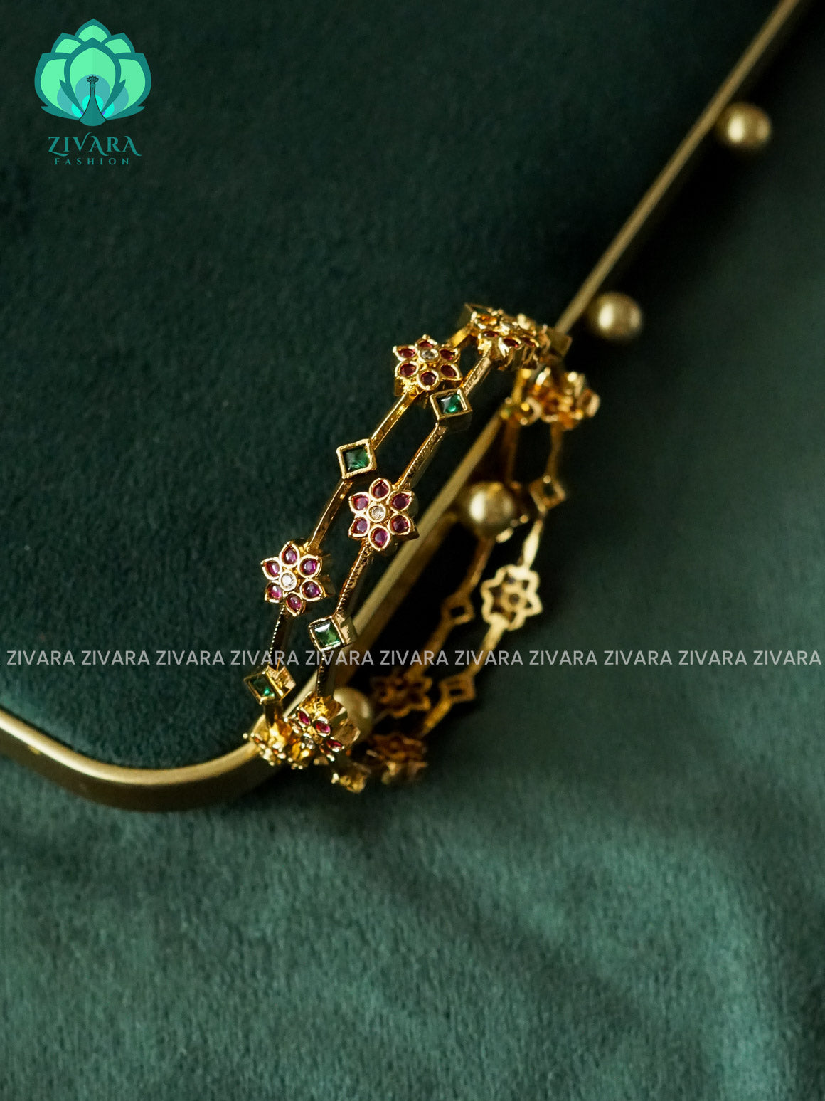 2 PIECE FLOWER BANGLE -  latest bangles design-zivara fashion