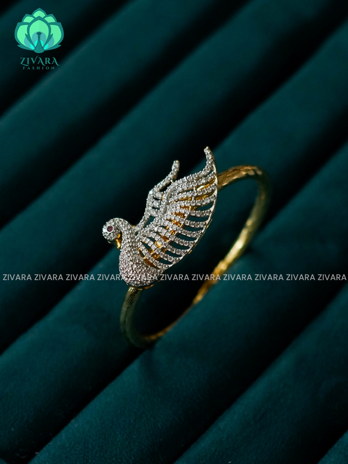 ZYRA - 1 piece swan rhodium polish free size open type KADA - Premium quality daily use KADA - Zivara fashion