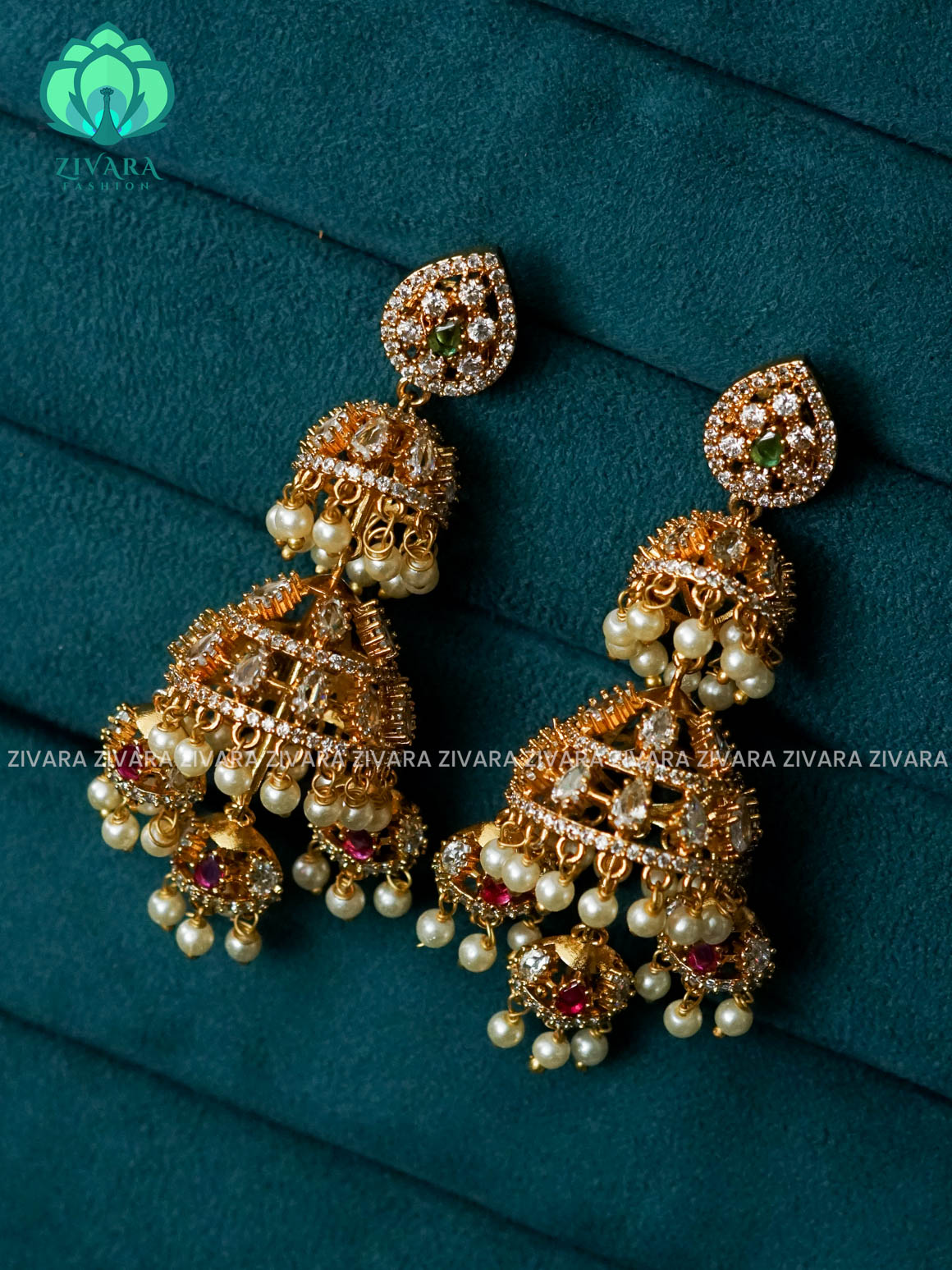 TEMPLE long  JHUMKA WITH  HANGINGS - TRADITIONAL PREMIUM MATTE  polish JHUMKA- latest jewellery collection- zivara fashion