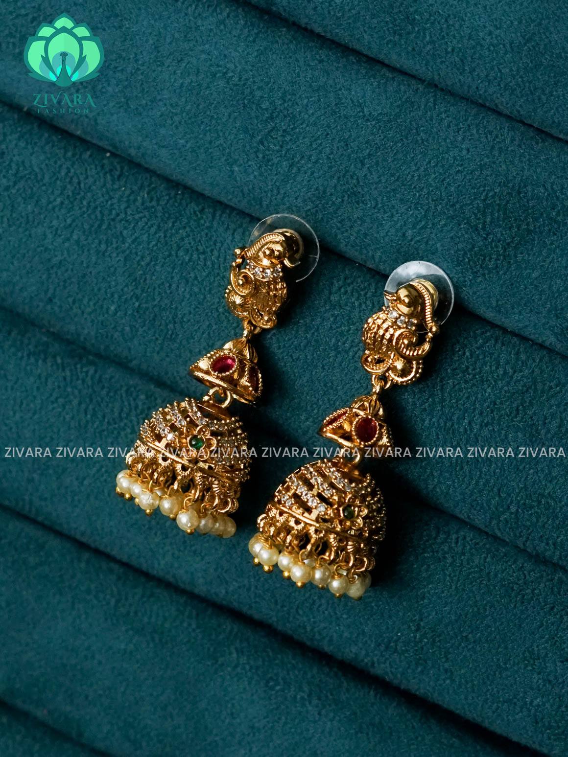 DIYA - REAL KEMP MOTIF FREE JHUMKA - TRADITIONAL PREMIUM JHUMKA- latest jewellery collection- zivara fashion