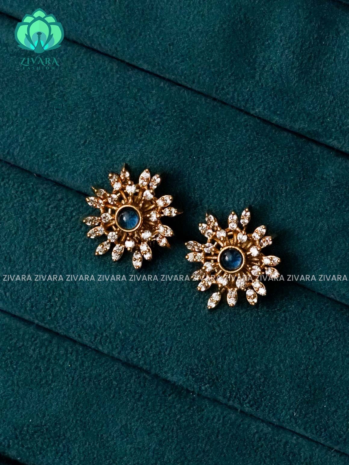 WHITE BLUE SNOW FLAKE STUD - latest jewellery collection- zivara fashion