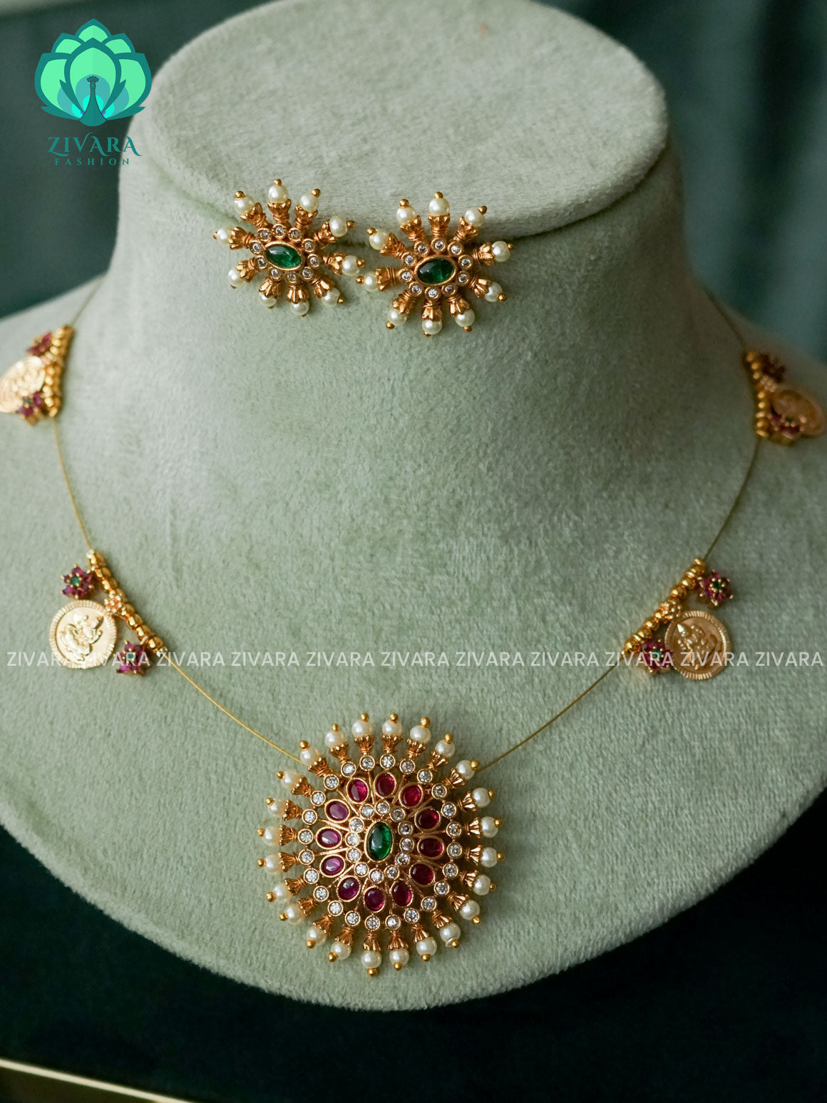 TAMARA pendant INVISIBLE MINIMAL ELEGANT HANDMADE NECKLACE WITH BRILLIANT FINISH MOTIFS- ZIVARA FASHION