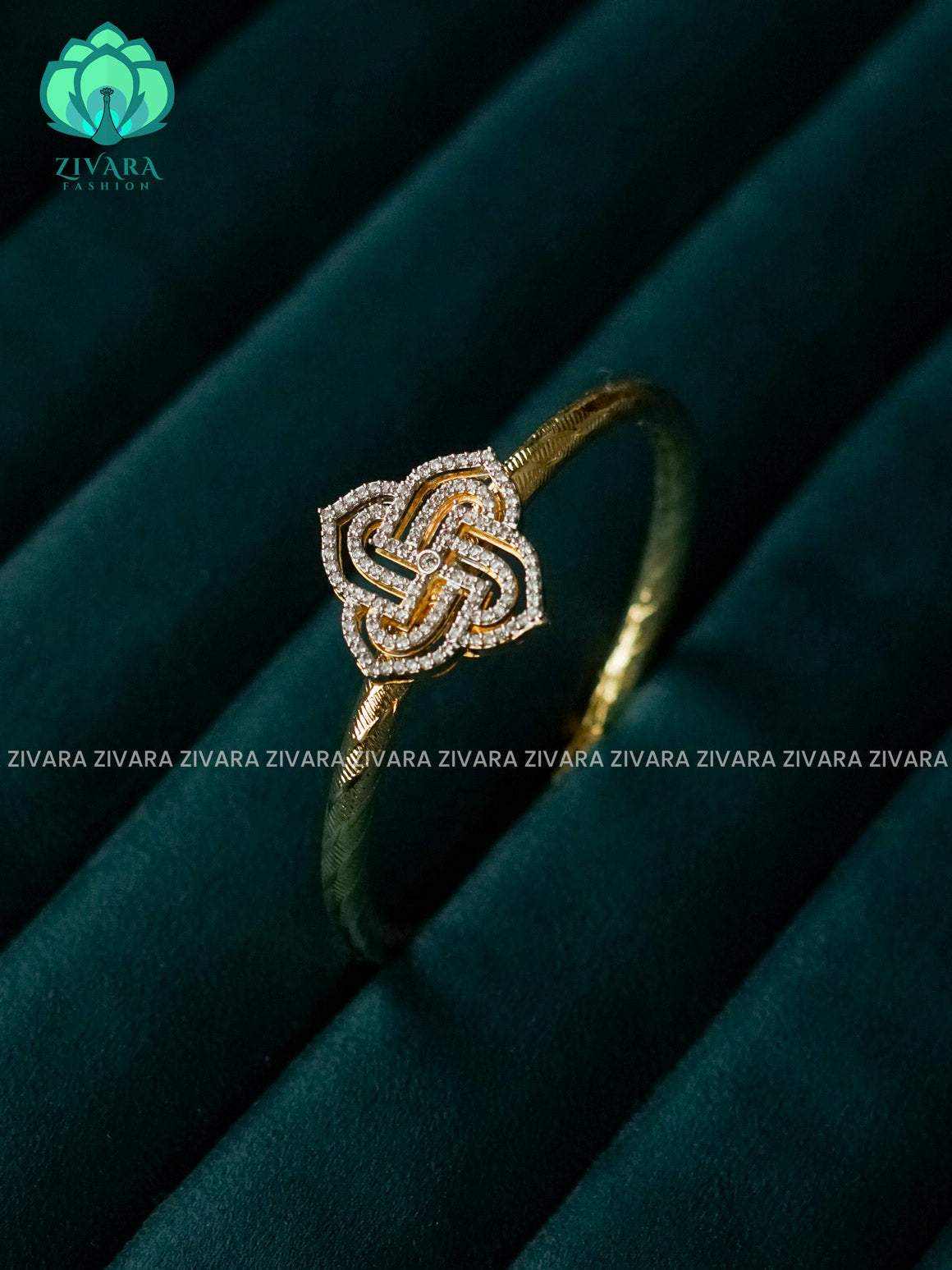 ZYRA -KOLAM - 1 piece rhodium polish free size open type KADA - Zivara Fashion