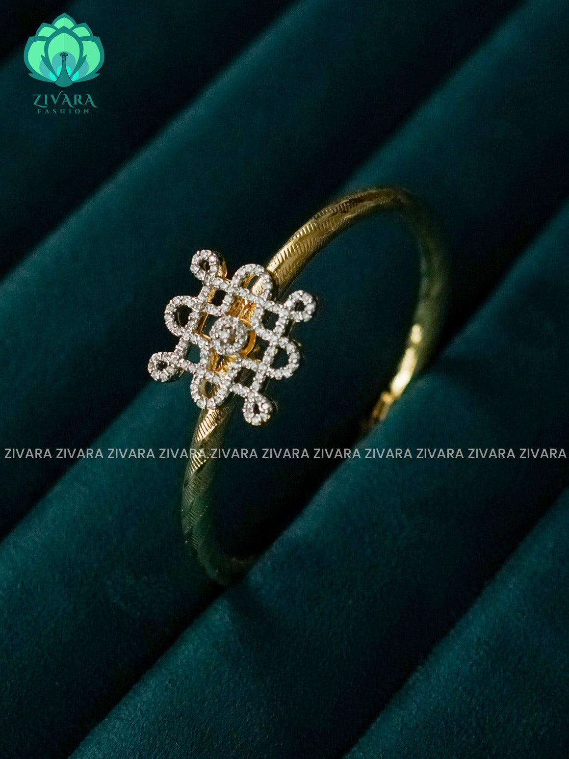 ZYRA -KOLAM - 1 piece rhodium polish free size open type KADA - Zivara Fashion
