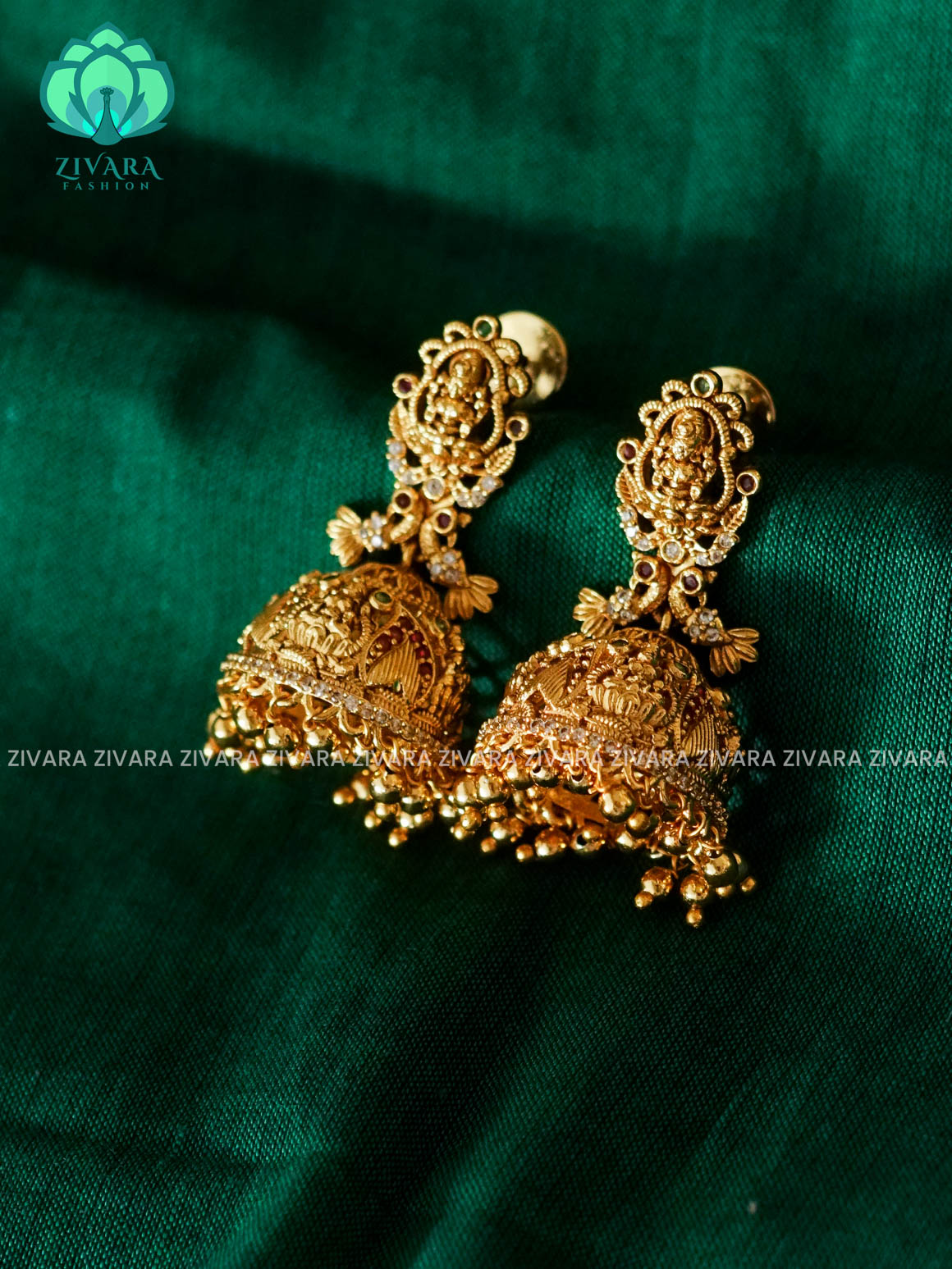 TEMPLE JHUMKA - TRADITIONAL PREMIUM JHUMKA- latest jewellery collection- zivara fashion