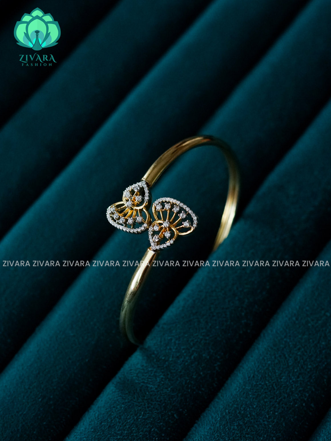 ZYRA - 1 piece white stone matte finish free size open type KADA - Premium quality daily use KADA - Zivara fashion