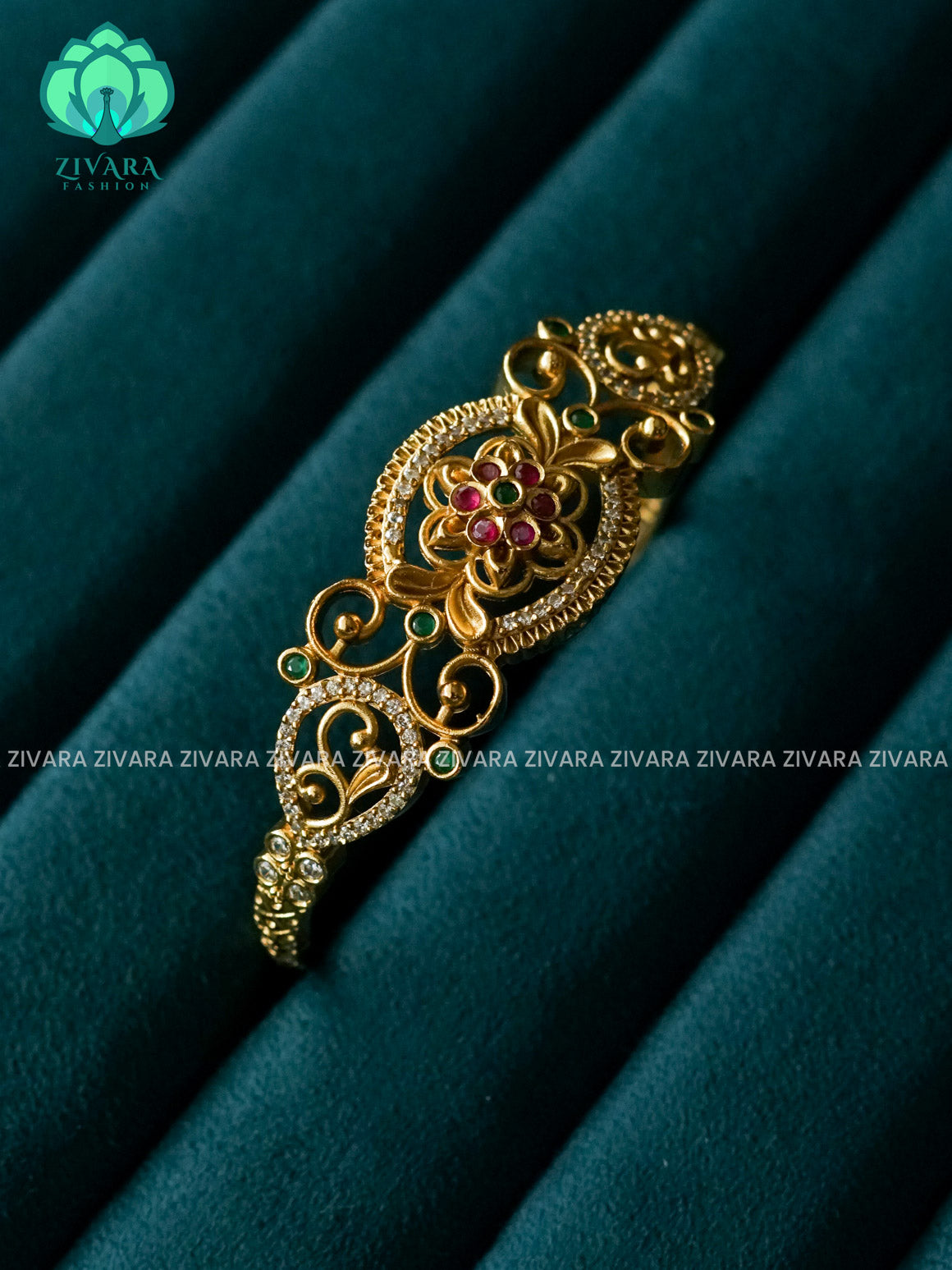 1 piece REAL KEMP FLOWER KADA - Premium gold FINISH free size screw type kada bangle- latest jewellery collection- Zivara Fashion