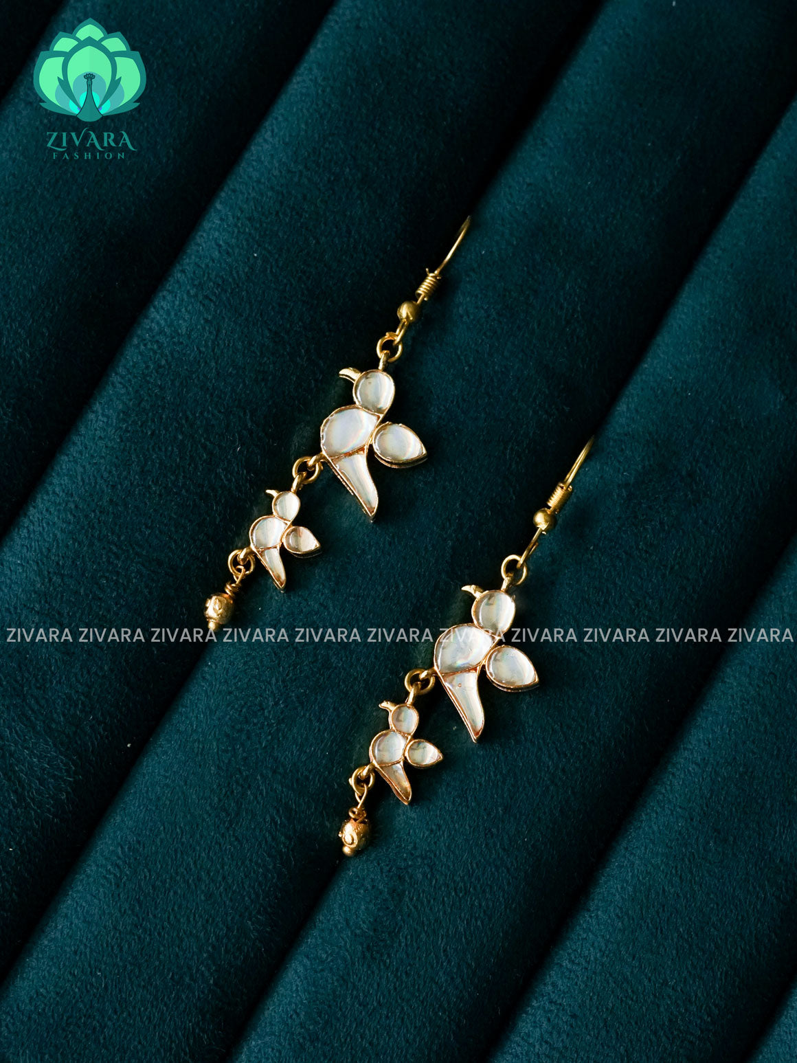 KAMALI -WHITE PARROT HOOK EARINGS - Zivara Fashion - latest jewellery design