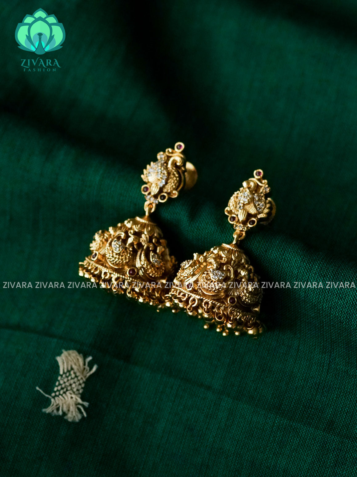 PEACOCK WHITE STONE GRAND BRIDAL JHUMKA - latest trending collection