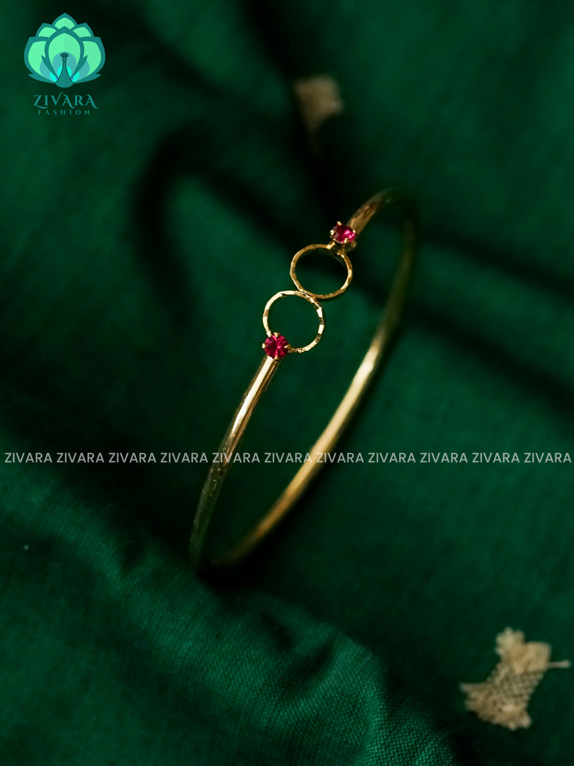 ZYRA - 1 piece ruby stone matte finish free size open type KADA - Premium quality daily use KADA - Zivara fashion