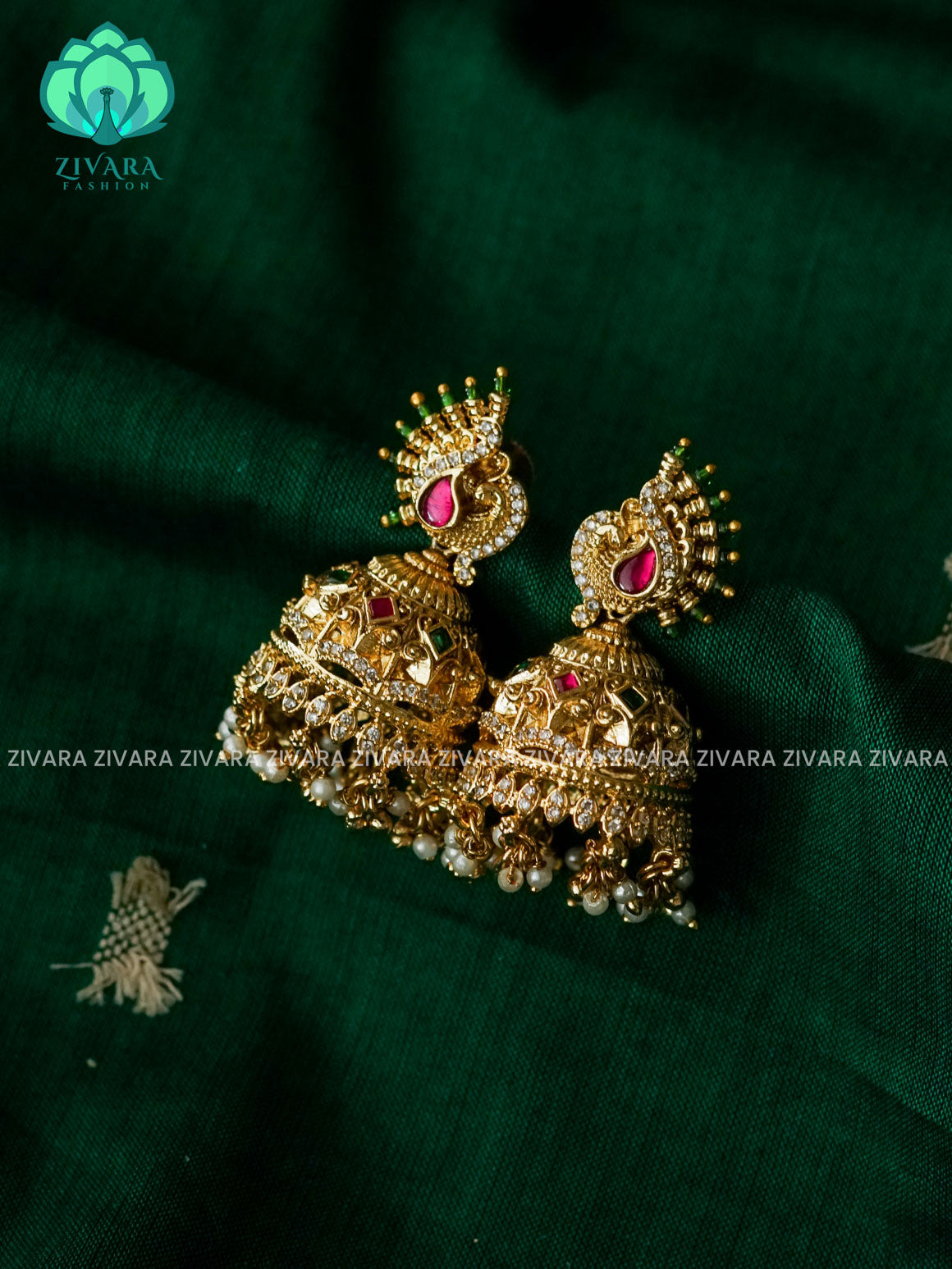DIYA- EXUBERANT JADAU JHUMKAS - TRADITIONAL PREMIUM MATTE  polish JHUMKA- latest jewellery collection- zivara fashion