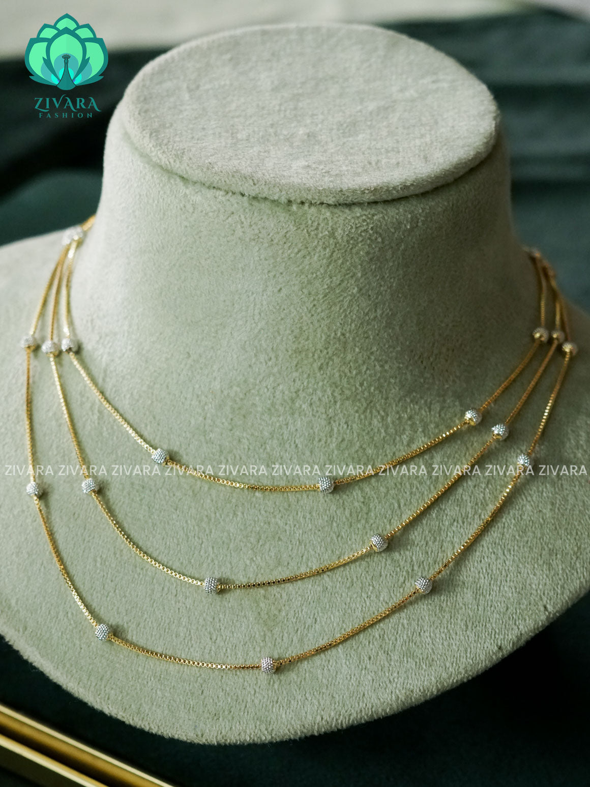 3 LAYER WHITE GOLD POLISH  - AD MICROGOLD POLISH NECKWEAR WITH EARRING - Zivara Fashion- latest jewellery design (Copy)