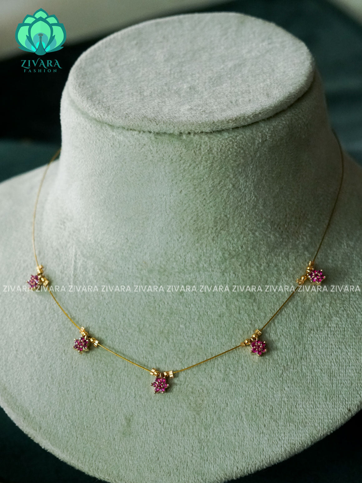 KAMALI - RUBY STAR - TAMARA  INVISIBLE MINIMAL ELEGANT HANDMADE NECKLACE WITH BRILLIANT FINISH MOTIFS- ZIVARA FASHION