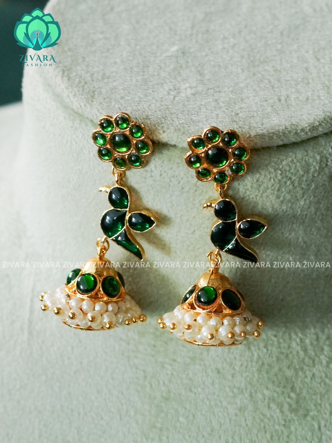 GREEN-PARROT  KEMP JHUMKA - latest kemp dance jewellery collection