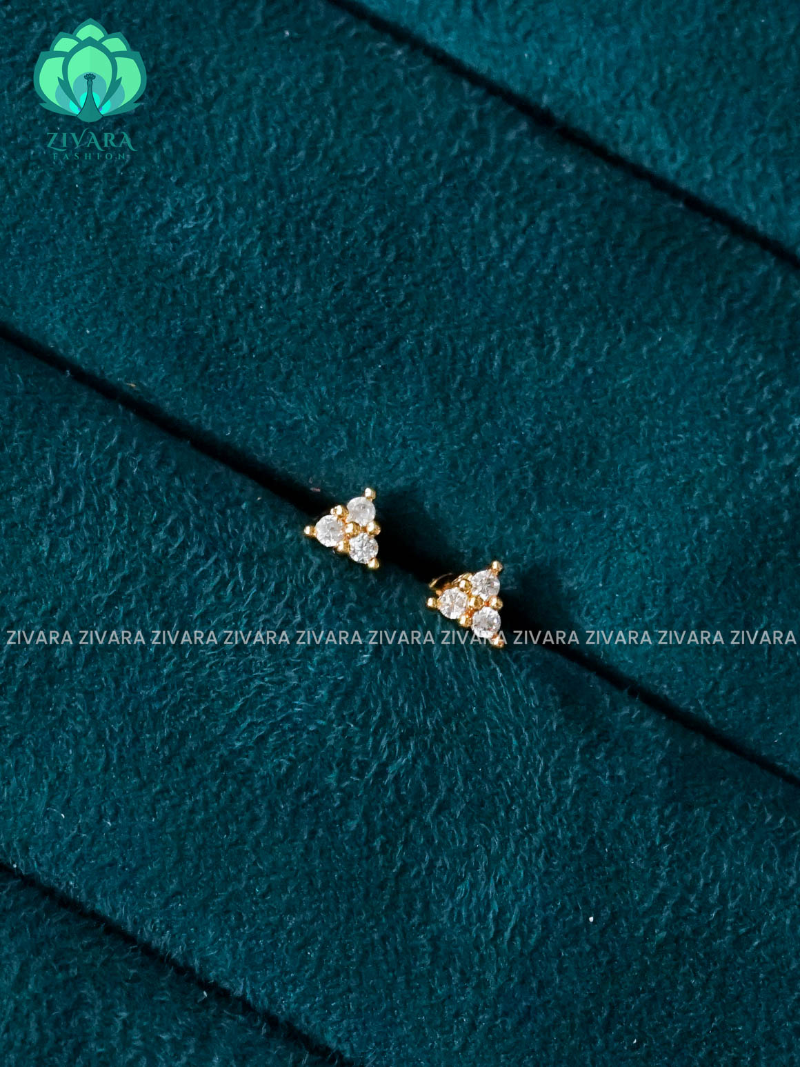 ZYRA-WHITE-TRIANGLE-VERY SMALL SIZE MULTI USAGE SCREW TYPE STUDS  - latest jewellery collection- zivara fashion