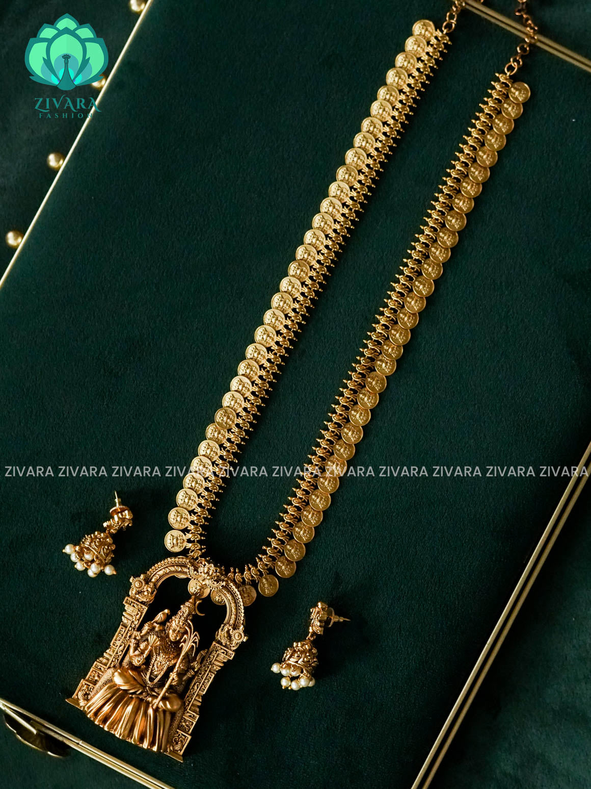 KAMAKCHI COIN- Traditional premium gold polish long haaram- Zivara Fashion