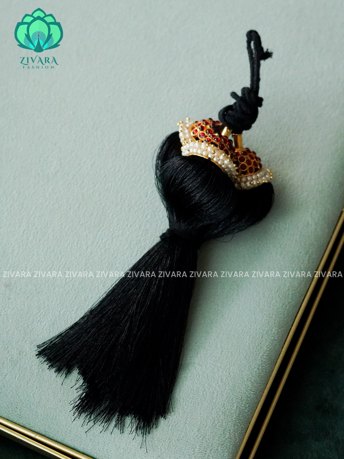KEMP RED STONE KUNJALAM  TRADITIONAL  HAIR ACCESSORIES- ZIVARA FASHION
