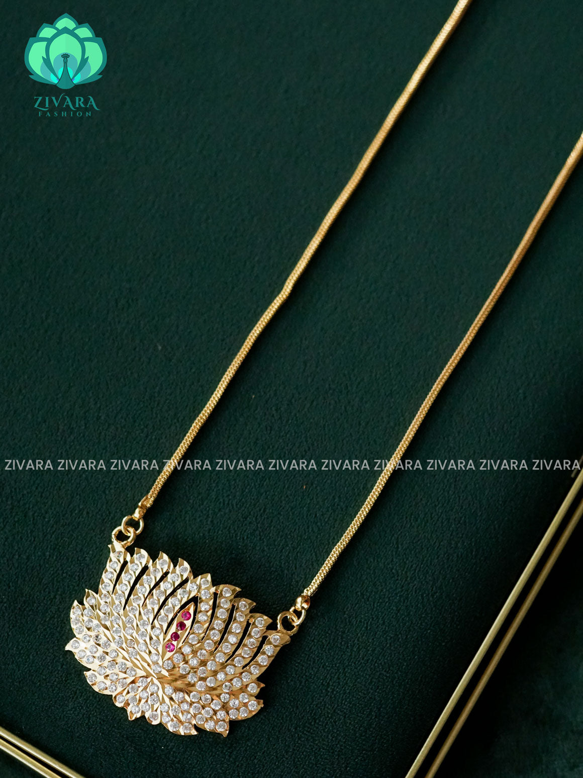 AMBIGAI - LOTUS IMPON LONG PENDANT CHAIN - LATEST JEWELLERY COLLECTION -ZIVARA FASHION