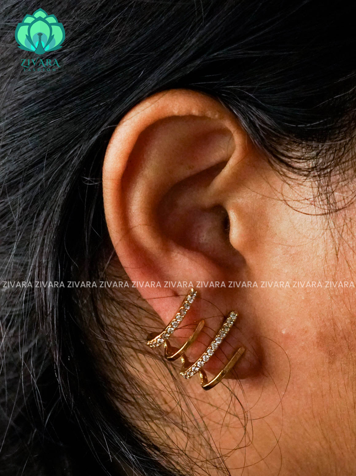 WHITE EARCUFF STYLE STUD -  latest jewellery collection- zivara fashion
