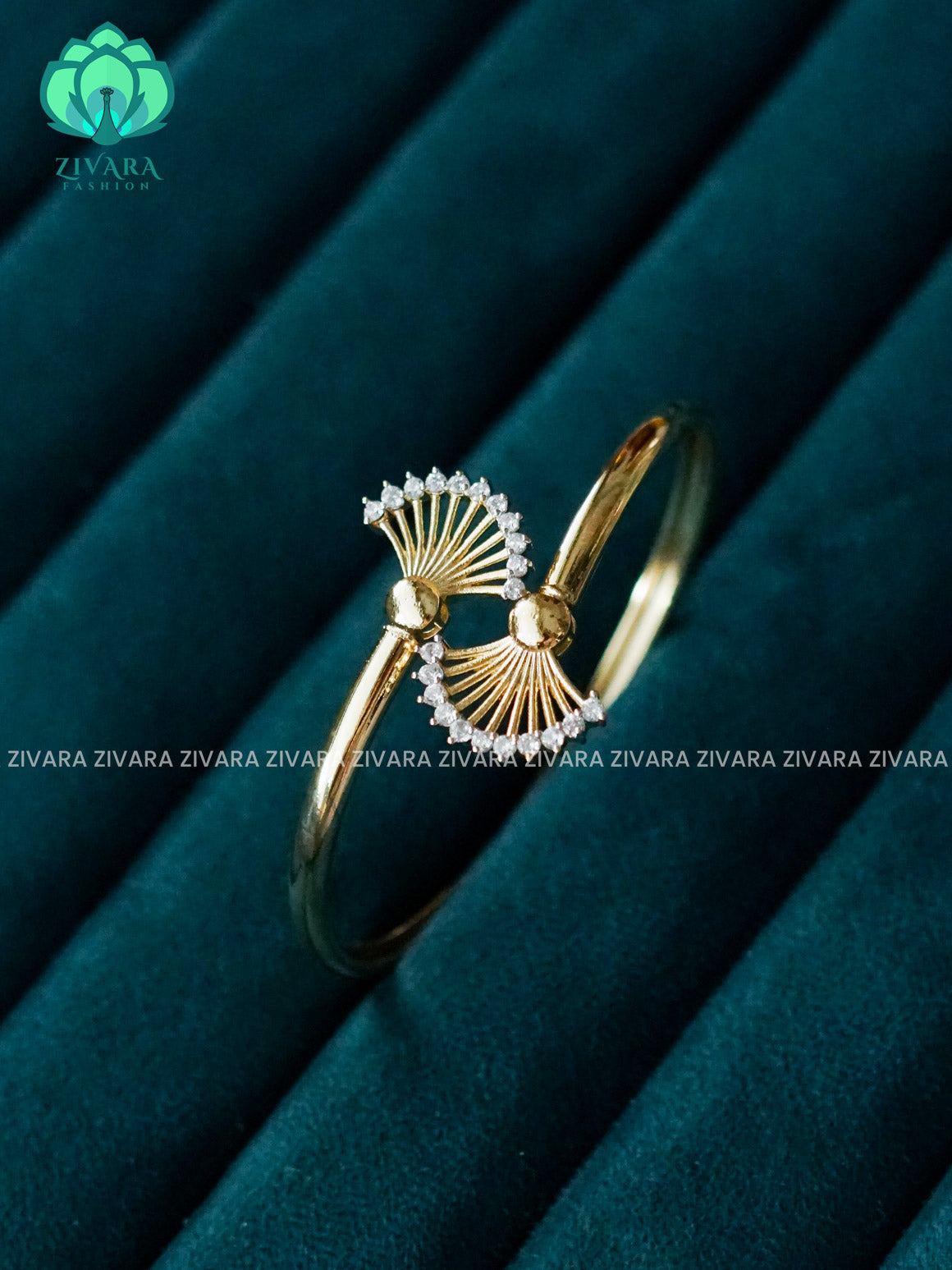 ZYRA - 1 piece white stone rhodium finish free size open type KADA - Premium quality daily use KADA - Zivara fashion
