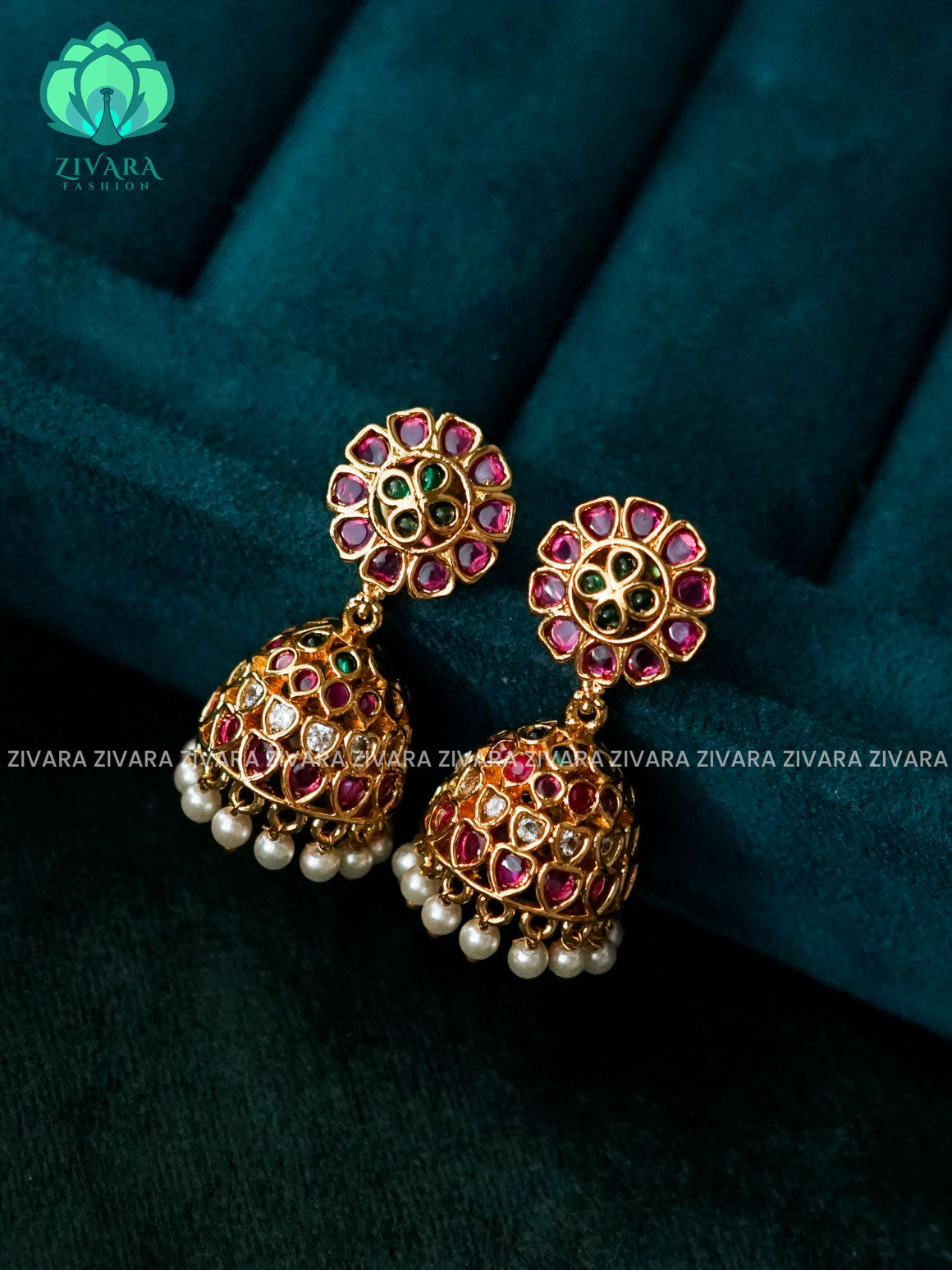 REAL KEMP JHUMKA - TRADITIONAL PREMIUM MATTE  polish JHUMKA- latest jewellery collection- zivara fashion