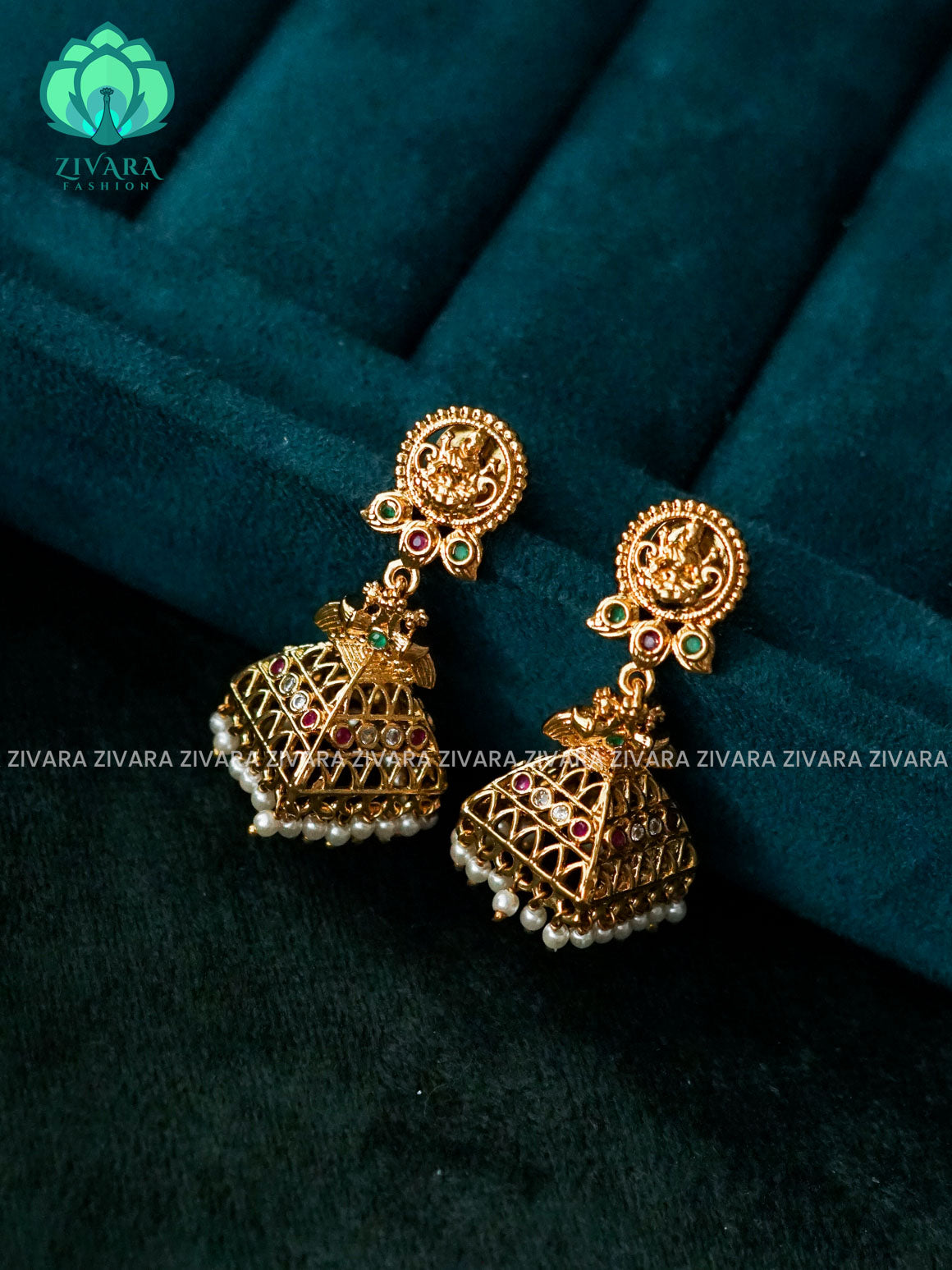 RUBY WHITE REAL KEMP STONE  BRIDAL JHUMKA - latest trending collection - ZIVARA FASHION
