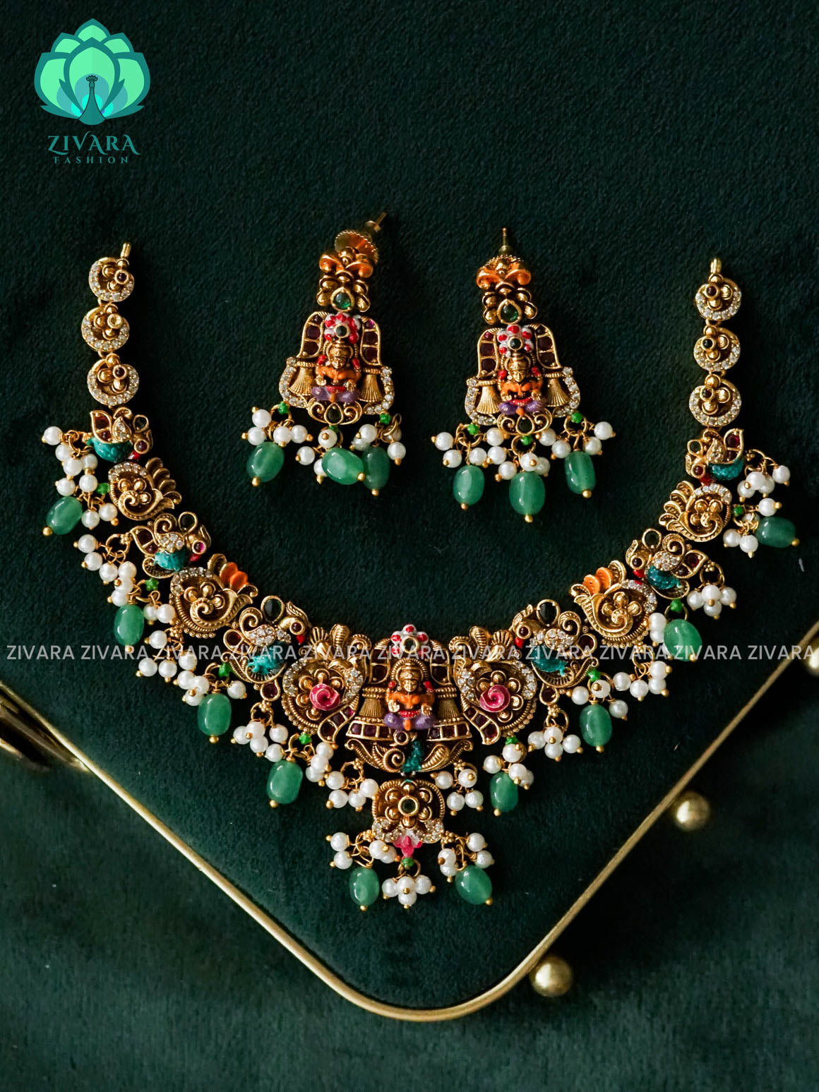 MADHURYA - TEMPLE  HANDPAINTED NECKWEAR - Traditional south indian premium neckwear  - Zivara Fashion- latest jewellery design