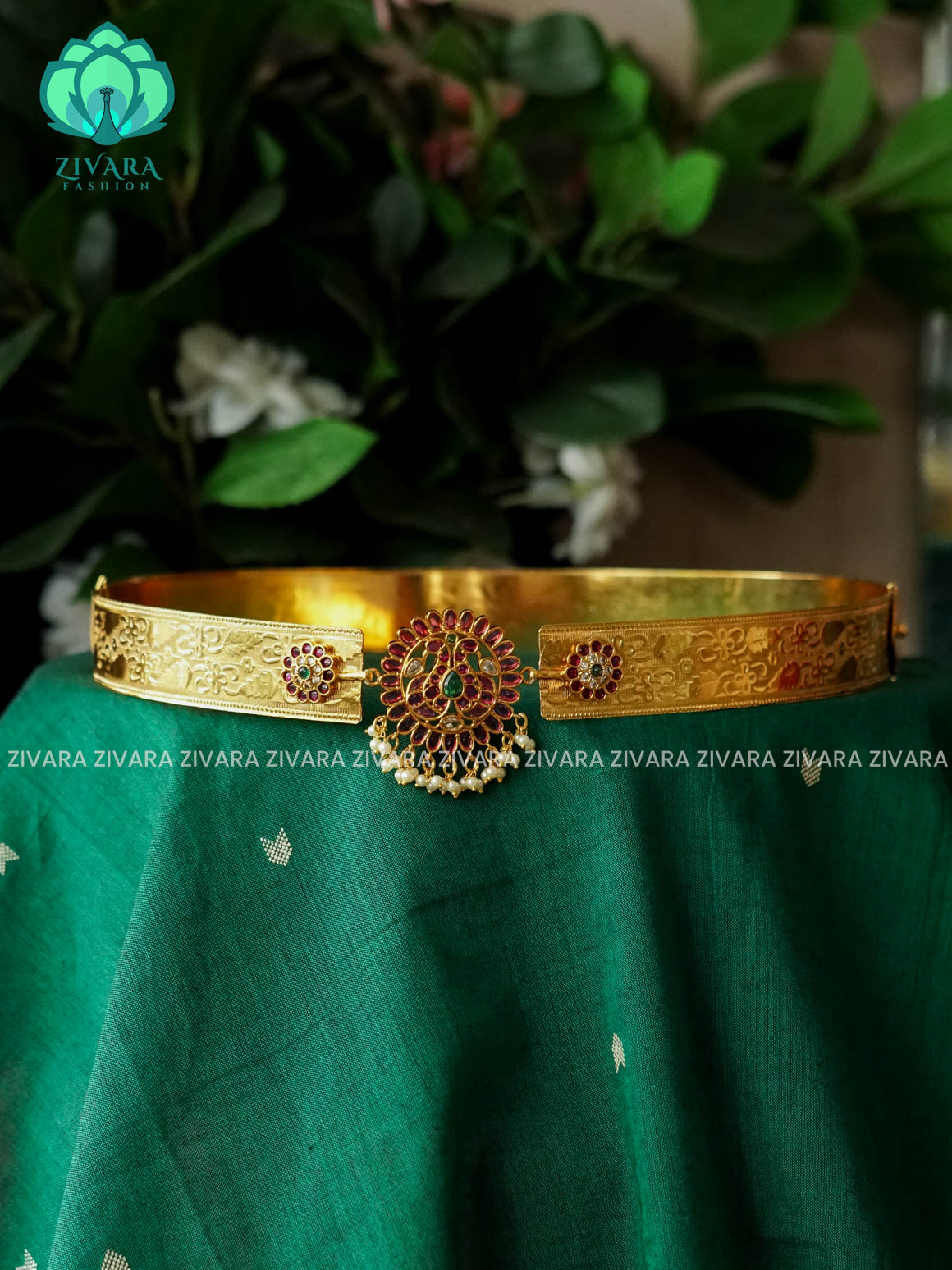 ADULTS  FLOWER ADJUSTABLE HIPBELT (28 to 38) INCHES  Latest South indian premium quality hipbelt collection- Zivara Fashion