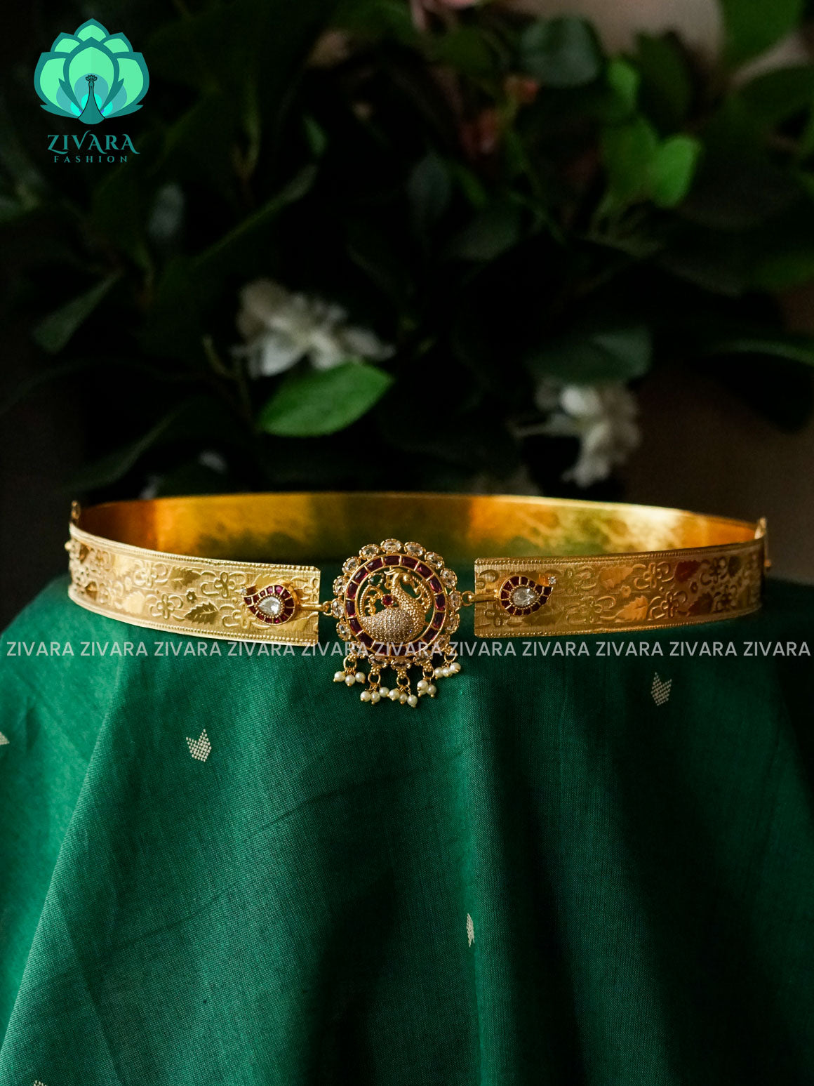 ADULTS PEACOCK ADJUSTABLE HIPBELT (28 to 40) INCHES  Latest South indian premium quality hipbelt collection- Zivara Fashion