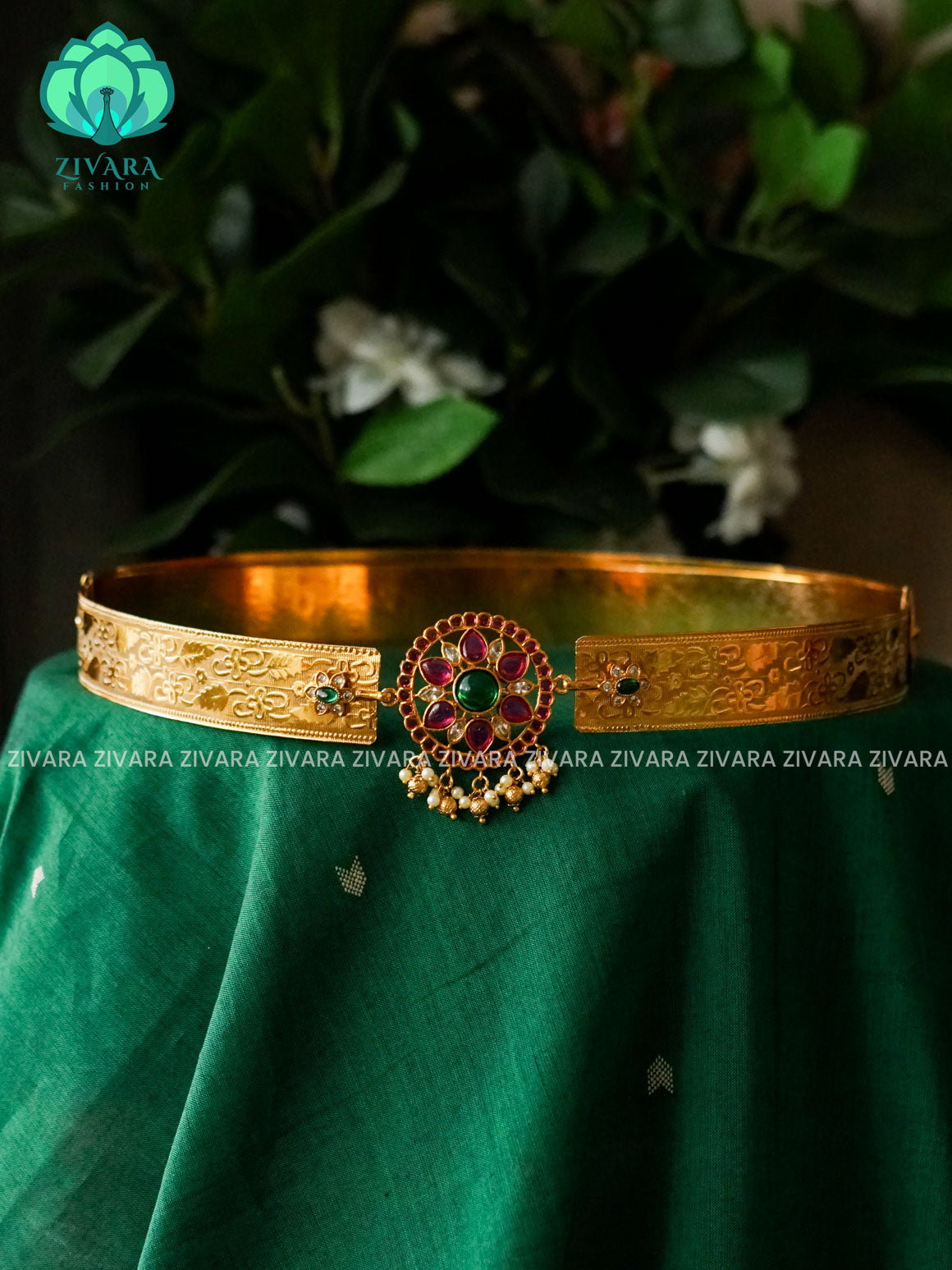 ADULTS FLOWER   ADJUSTABLE HIPBELT (28 to 40) INCHES  Latest South indian premium quality hipbelt collection- Zivara Fashion