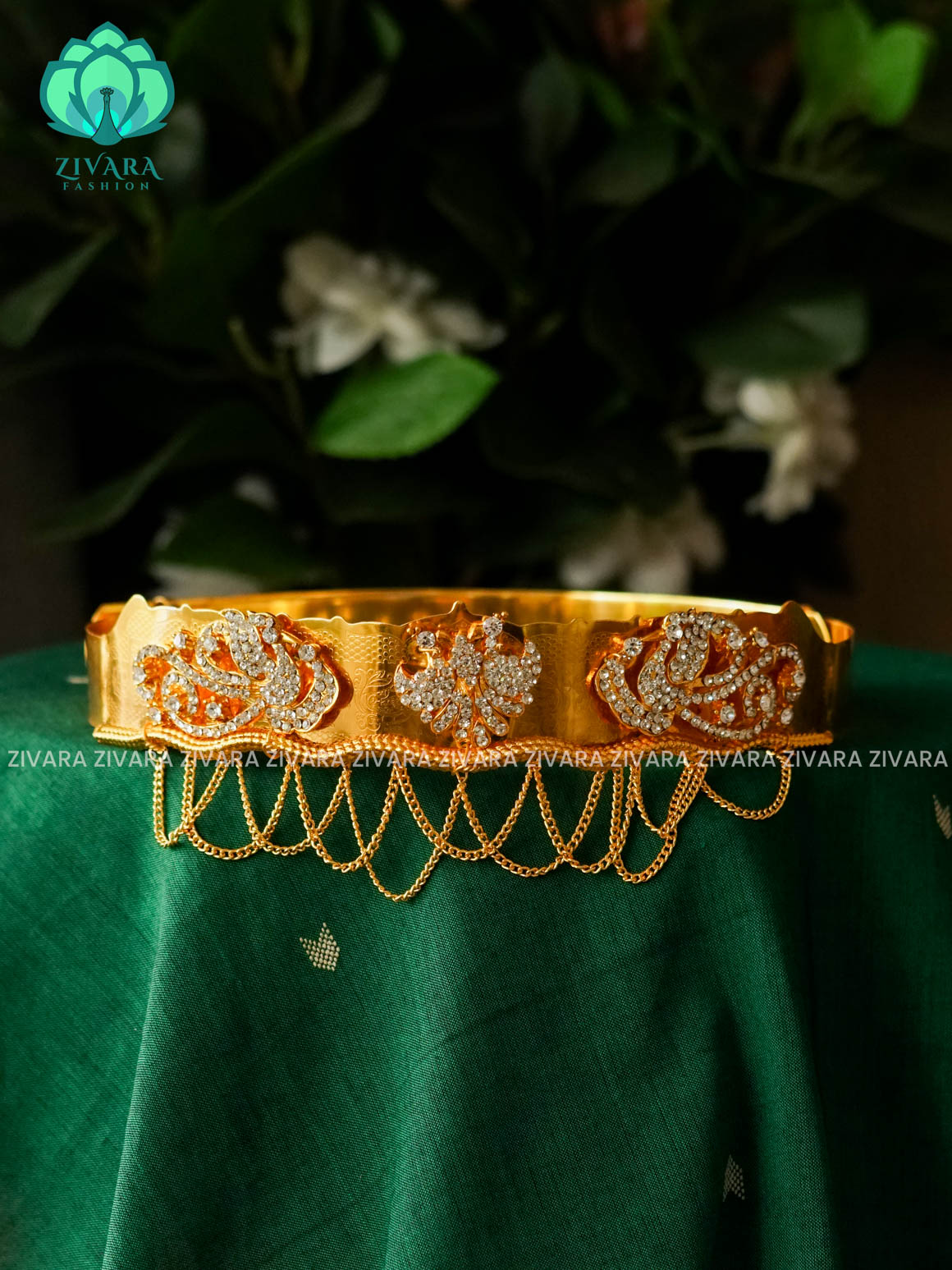 KIDS  SIZE WHITE STONE  ADJUSTABLE HIPBELT (21 TO 27) INCHES  Latest South indian premium quality hipbelt collection- Zivara Fashion