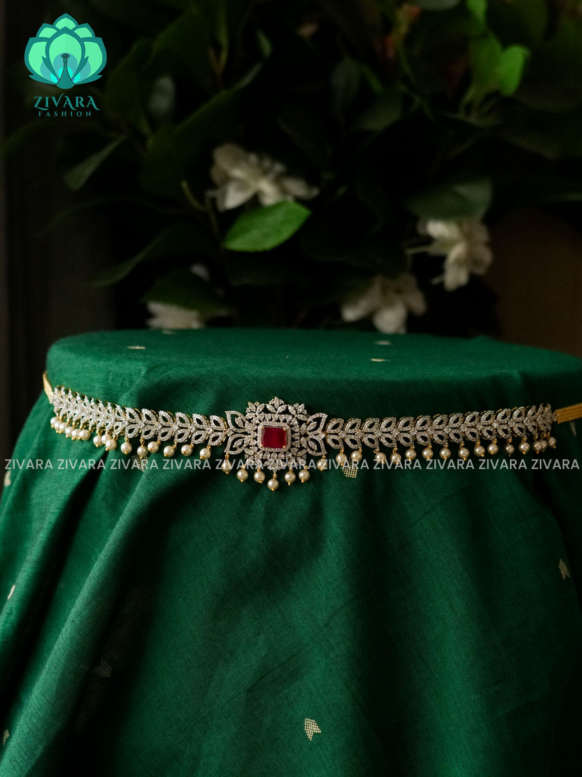 ZYRA RUBY WHITE HIPPBELT  PREMIUM BRIGHT GOLD POLISH  - ZIVARA FASHION