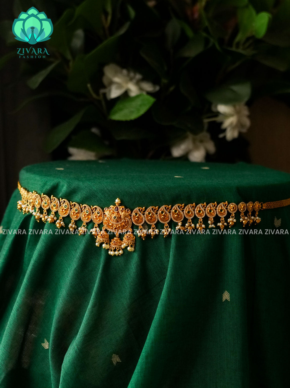 PEACOCK PREMIUM MATTE HIPBELT WITH GOLD BEADS-ZIVARA FASHION