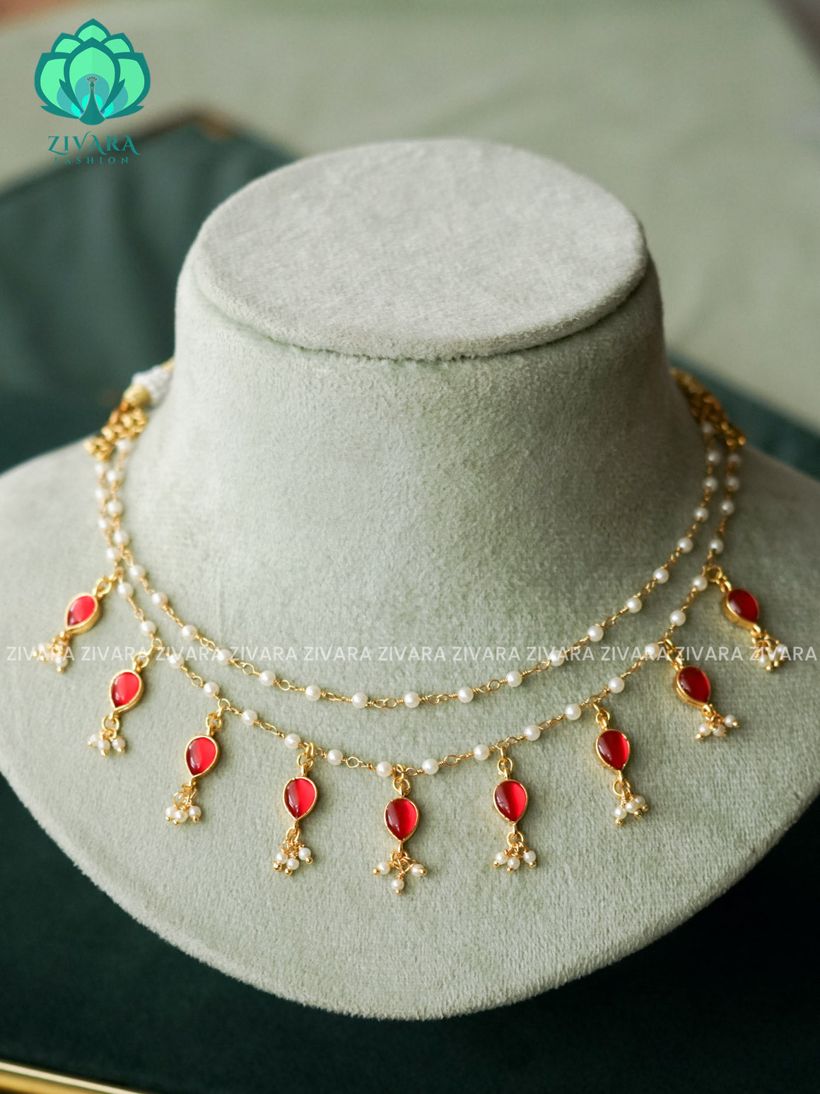 TEAR WITH WHITE  BEADS HANGINGS TAMARA INVISIBLE MINIMAL ELEGANT HANDMADE NECKLACE WITH BRILLIANT FINISH MOTIFS- ZIVARA FASHION