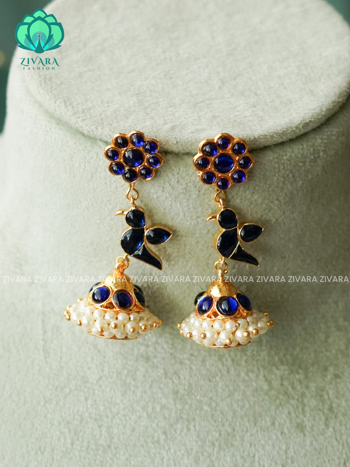 BLUE -PARROT KEMP JHUMKA - latest kemp dance jewellery collection