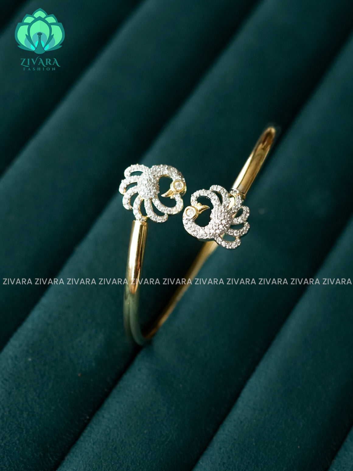 ZYRA -PEACOCK- 1 piece rhodium polish free size  KADA - Premium quality KADA - Zivara fashion