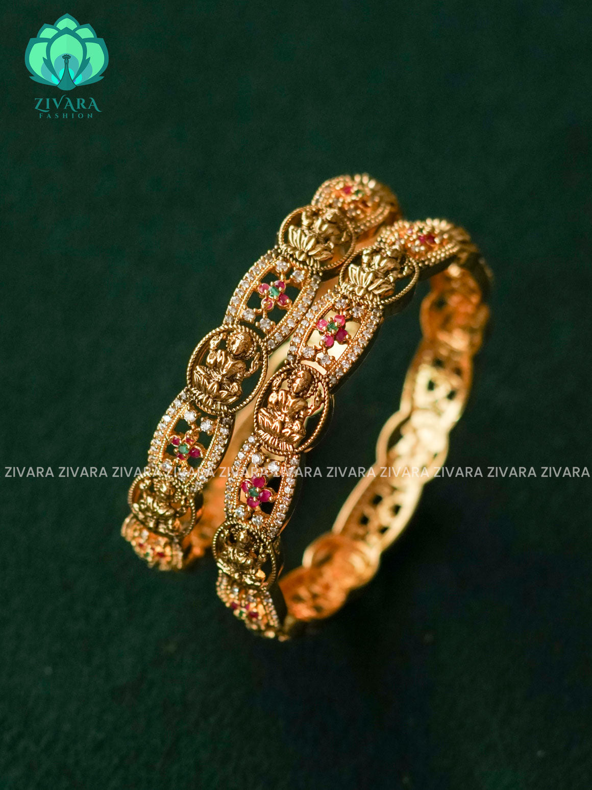 2 piece temple premium finish bangles -latest jewellery collection - ZIVARA FASHION