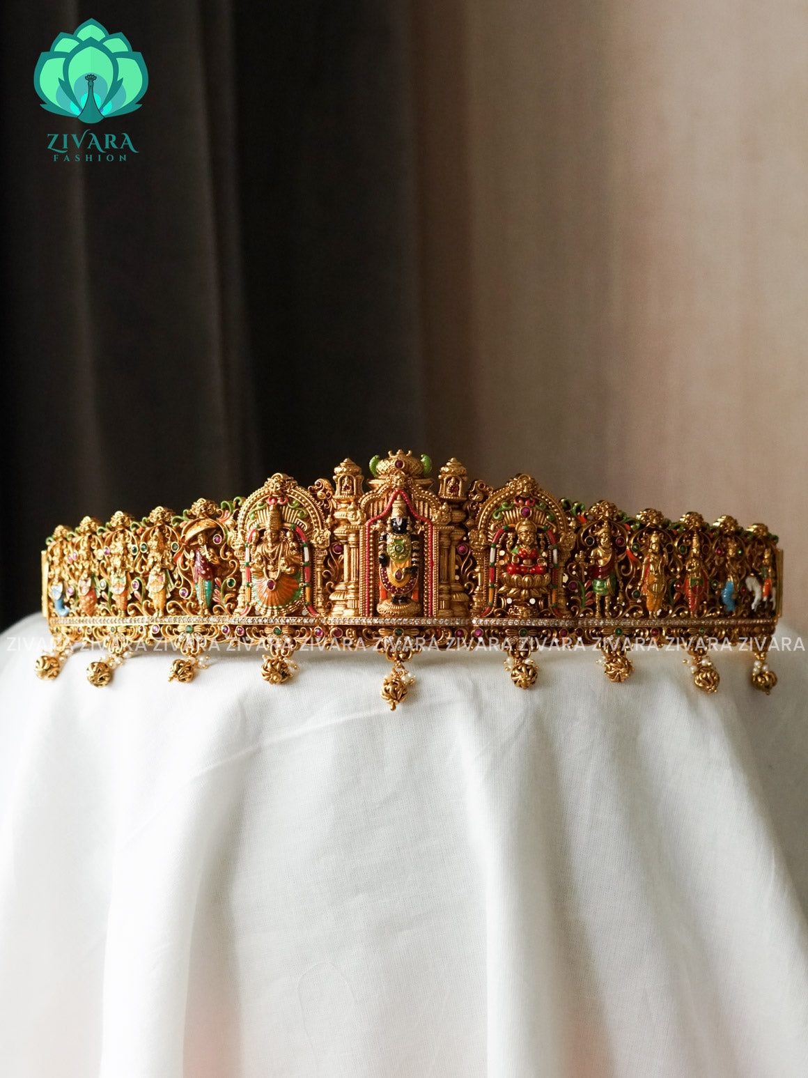 MADHURYA HANDPAINTED -TEMPLE PREMIUM MATTE PERUMAL HIPBELT-ZIVARA FASHION